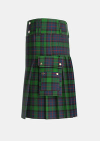 Utility_MacWilliam_Tartan_1418_kilt_left_image_with_pleated_design_and_adjustable_buckles_for_men