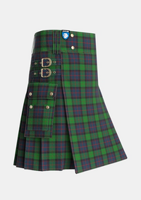 Utility_MacWilliam_Tartan_1418_kilt_side_image_with_pleated_design_and_adjustable_buckles_for_men
