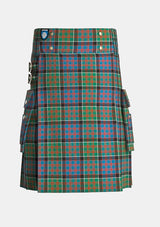 Utility_Macdonald_of_Clanranald_tartan_4521_kilt_front_image_with_pleated_design_and_adjustable_buckles_for_men