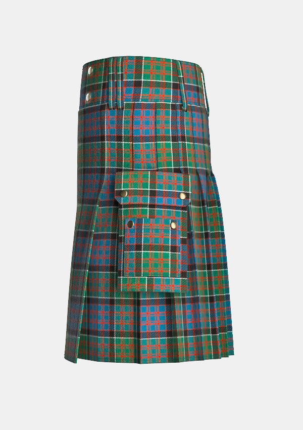 Utility_Macdonald_of_Clanranald_tartan_4521_kilt_left_image_with_pleated_design_and_adjustable_buckles_for_men