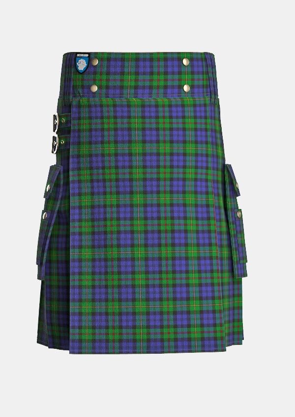 Utility_Macewan_tartan_1587_kilt_front_image_with_pleated_design_and_adjustable_buckles_for_men