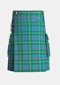Utility_Macintyre_Ancient_Tartan_kilt_front_image_with_pleated_design_and_adjustable_buckles_for_men