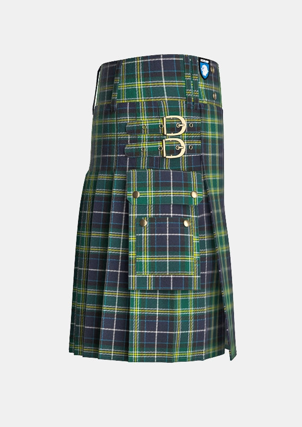 Utility_Mackellar_tartan_939_kilt_right_image_with_pleated_design_and_adjustable_buckles_for_men