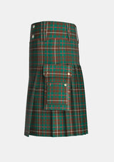 Utility_Mackinnon_ancient_hunting_tartan_kilt_left_image_with_pleated_design_and_adjustable_buckles_for_men
