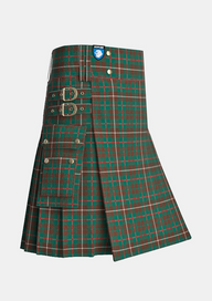 Utility_Mackinnon_ancient_hunting_tartan_kilt_side_image_with_pleated_design_and_adjustable_buckles_for_men