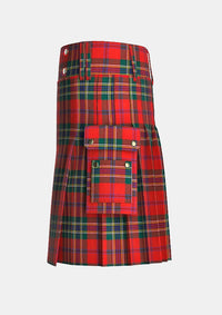 Utility_Maclean_of_duart_ancient_tartan_kilt_left_image_with_pleated_design_and_adjustable_buckles_for_men