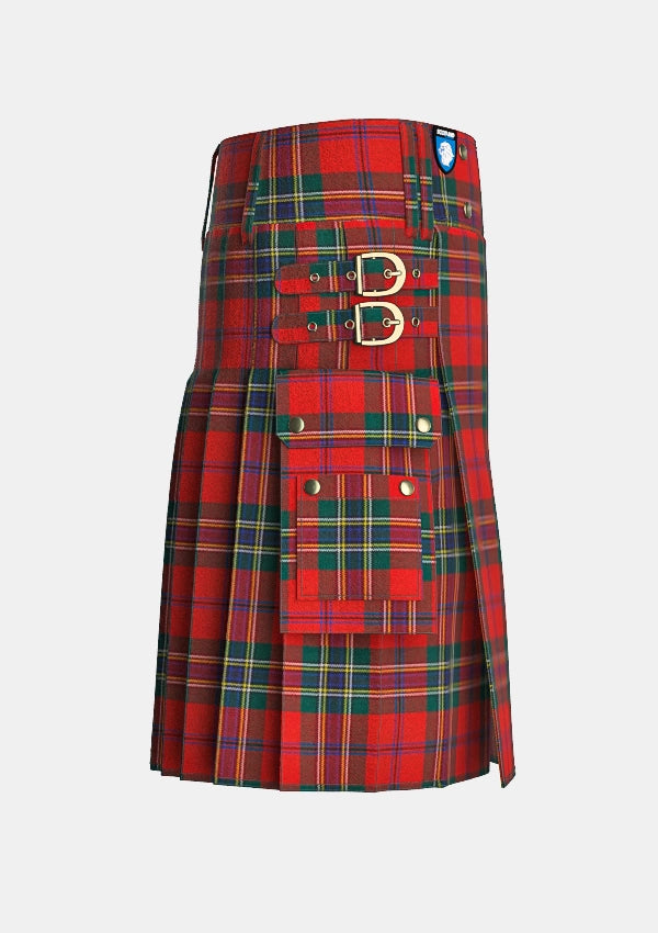 Utility_Maclean_of_duart_ancient_tartan_kilt_right_image_with_pleated_design_and_adjustable_buckles_for_men
