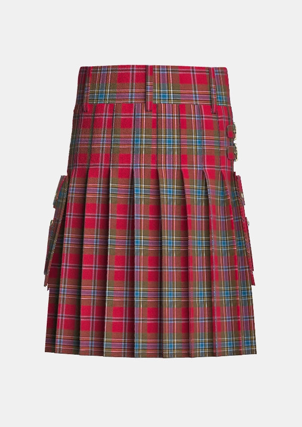 Utility_Maclean_of_duart_weathered_tartan_kilt_back_image_with_pleated_design_and_adjustable_buckles_for_men