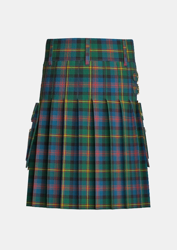 Utility_Maclennan_tartan_1429_kilt_back_image_with_pleated_design_and_adjustable_buckles_for_men