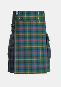 Utility_Maclennan_tartan_1429_kilt_front_image_with_pleated_design_and_adjustable_buckles_for_men