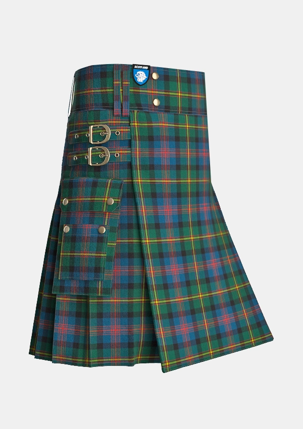 Utility_Maclennan_tartan_1429_kilt_side_image_with_pleated_design_and_adjustable_buckles_for_men