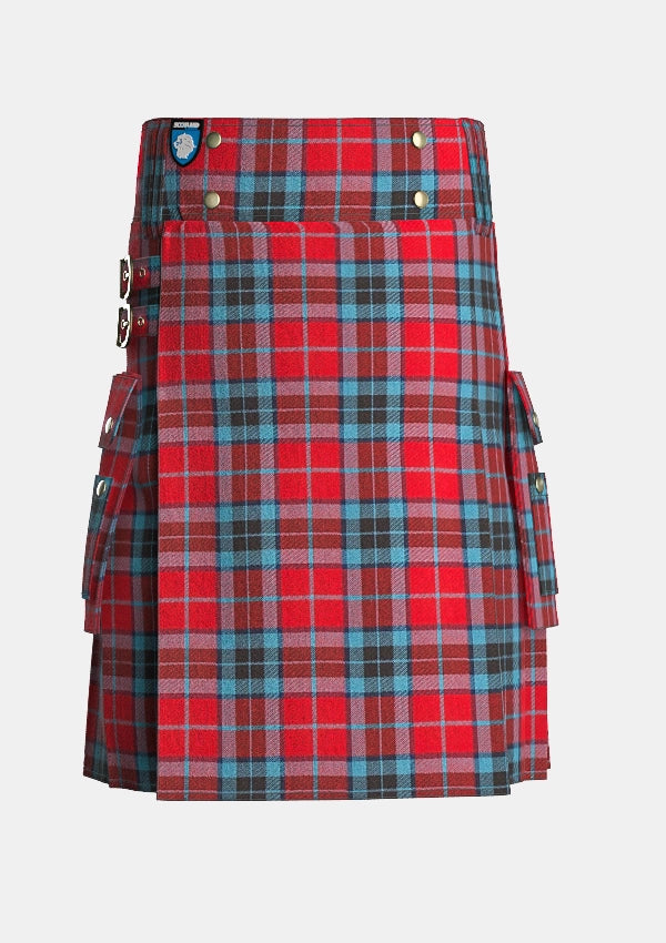 Utility_Mactavish_tartan_230_kilt_front_image_with_pleated_design_and_adjustable_buckles_for_men