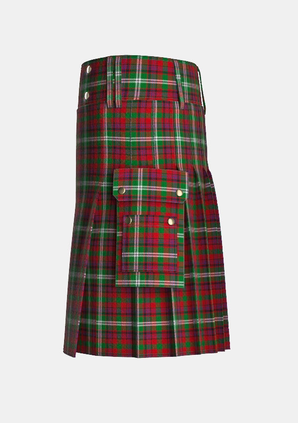Utility_Maguire_Tartan_6065_kilt_left_image_with_pleated_design_and_adjustable_buckles_for_men