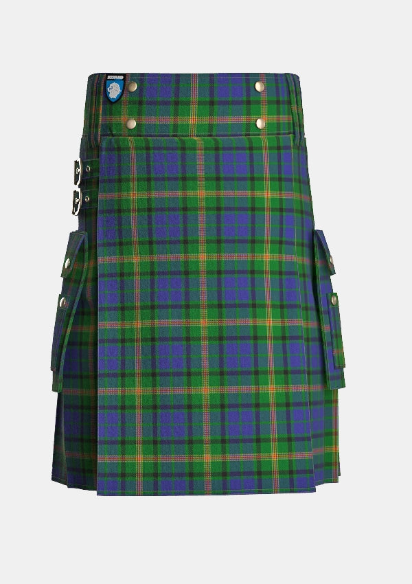 Utility_Maitland_Chief_tartan_714_kilt_front_image_with_pleated_design_and_adjustable_buckles_for_men