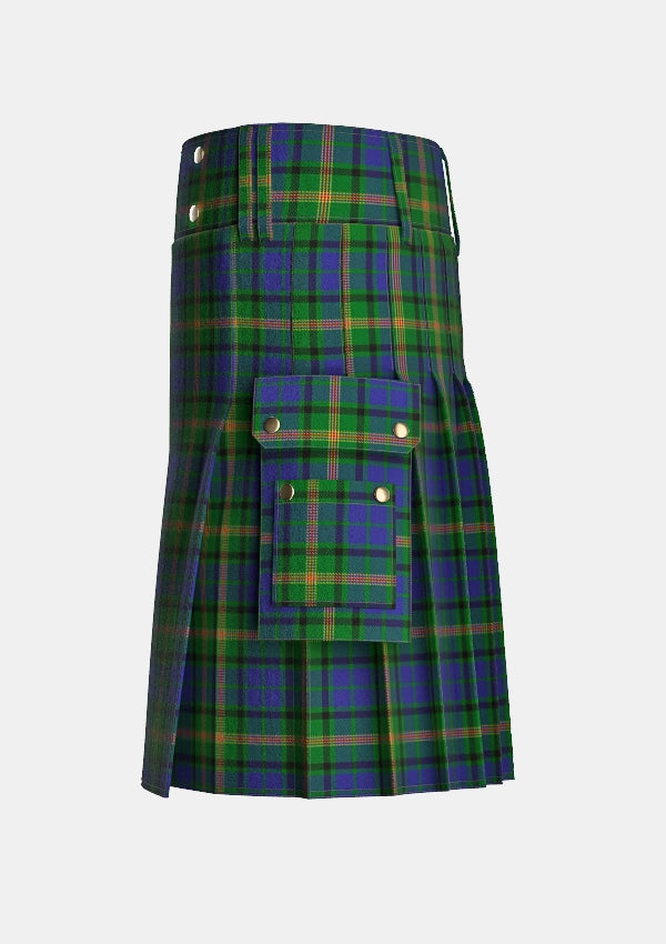 Utility_Maitland_Chief_tartan_714_kilt_left_image_with_pleated_design_and_adjustable_buckles_for_men