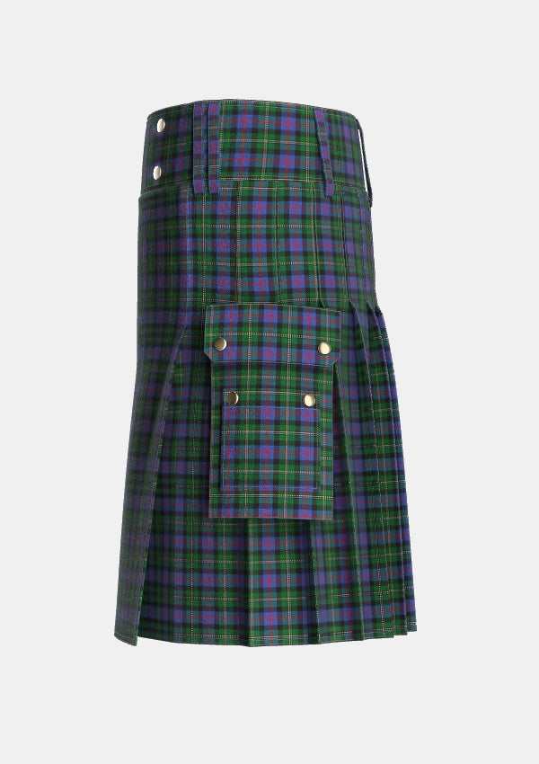 Utility_Malcolm_2_Tartan_1976_kilt_left_image_with_pleated_design_and_adjustable_buckles_for_men