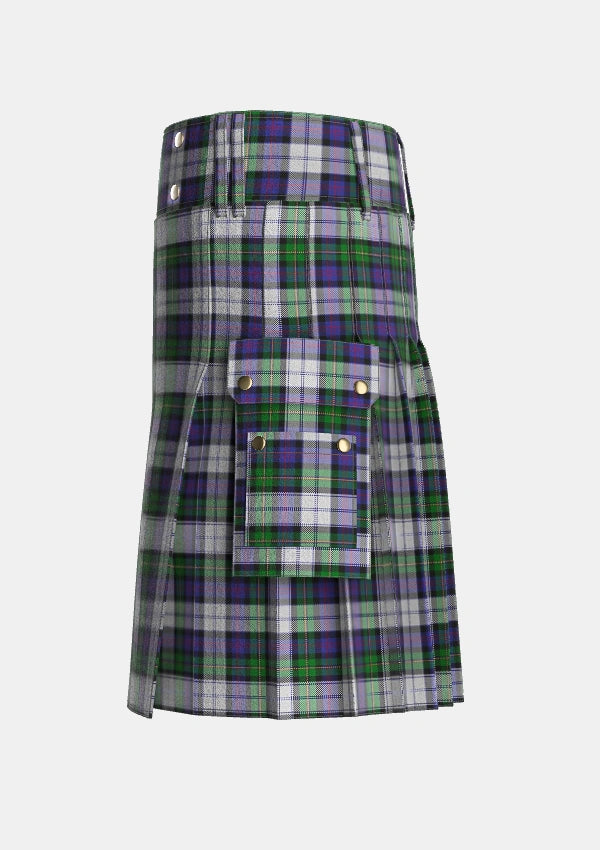 Utility_Malcolm_Dress_Tartan_1785_kilt_left_image_with_pleated_design_and_adjustable_buckles_for_men