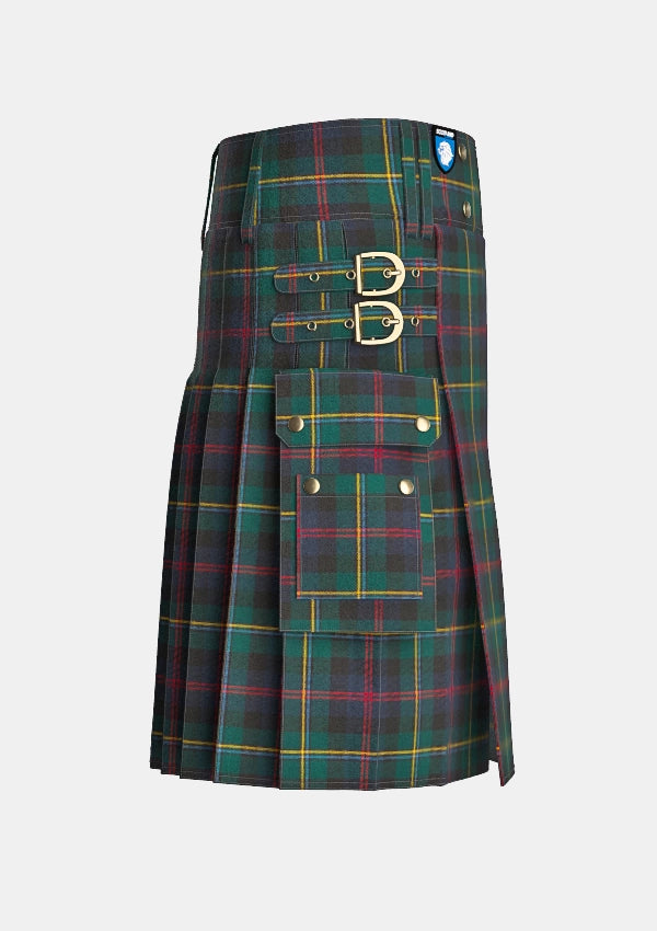 Utility_Malcolm_tartan_5696_kilt_right_image_with_pleated_design_and_adjustable_buckles_for_men