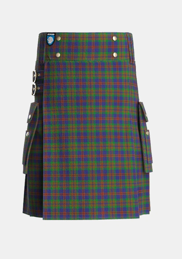 Utility_Mann_Tartan_4127_kilt_front_image_with_pleated_design_and_adjustable_buckles_for_men