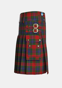 Utility_Manson_Tartan_987_kilt_right_image_with_pleated_design_and_adjustable_buckles_for_men
