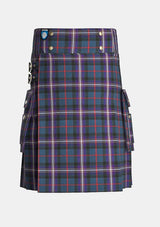 Utility_Masonic_Tartan_kilt_front_image_with_pleated_design_and_adjustable_buckles_for_men