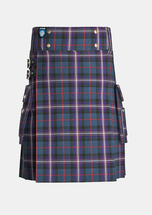 Utility_Masonic_Tartan_kilt_front_image_with_pleated_design_and_adjustable_buckles_for_men