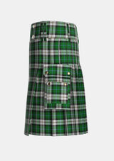 Utility_McCandlish_Arisaid_Green_Tartan_3325_kilt_left_image_with_pleated_design_and_adjustable_buckles_for_men