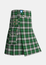 Utility_McCandlish_Arisaid_Green_Tartan_3325_kilt_side_image_with_pleated_design_and_adjustable_buckles_for_men