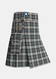 Utility_McCandlish_Arisaid_Grey_Tartan_8232_kilt_side_image_with_pleated_design_and_adjustable_buckles_for_men