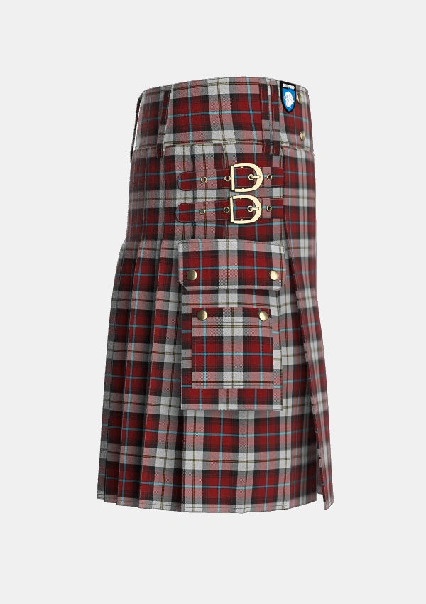 Utility_McCandlish_Arisaid_Red_Tartan_3326_kilt_right_image_with_pleated_design_and_adjustable_buckles_for_men