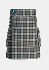Utility_McCandlish_Dress_Grey_Tartan_3327_kilt_front_image_with_pleated_design_and_adjustable_buckles_for_men