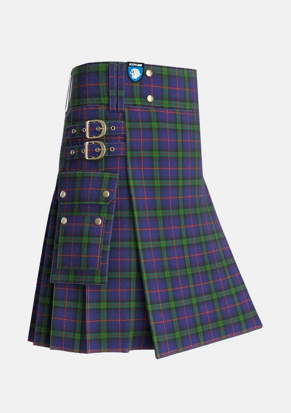 Utility_McClafferty_Tartan_6471_kilt_side_image_with_pleated_design_and_adjustable_buckles_for_men