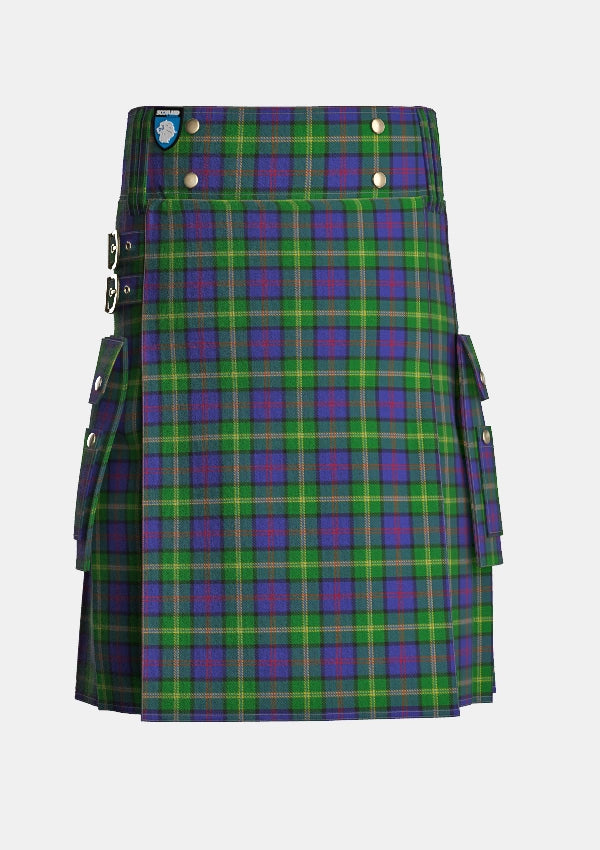 Utility_McComb_Tartan_2340_kilt_front_image_with_pleated_design_and_adjustable_buckles_for_men