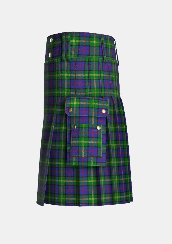 Utility_McComb_Tartan_2340_kilt_left_image_with_pleated_design_and_adjustable_buckles_for_men