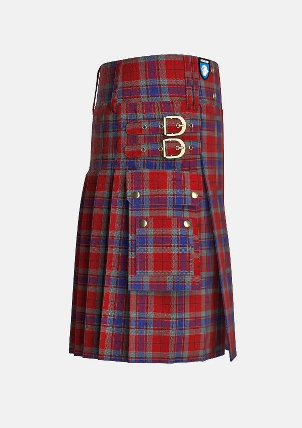 Utility_McCready_Tartan_7625_kilt_right_image_with_pleated_design_and_adjustable_buckles_for_men