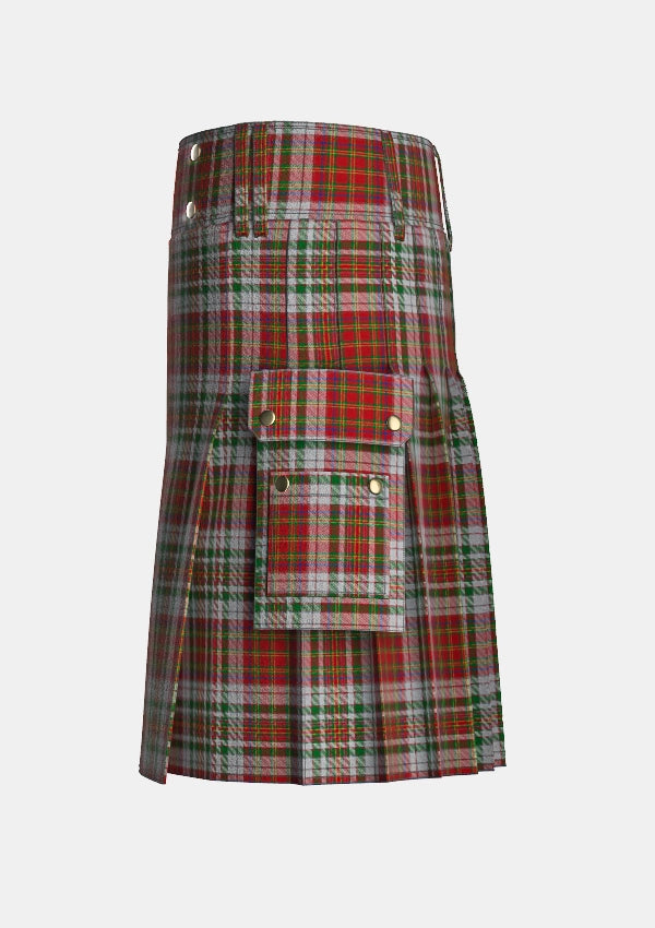 Utility_Mcallister_tartan_6629_kilt_left_image_with_pleated_design_and_adjustable_buckles_for_men