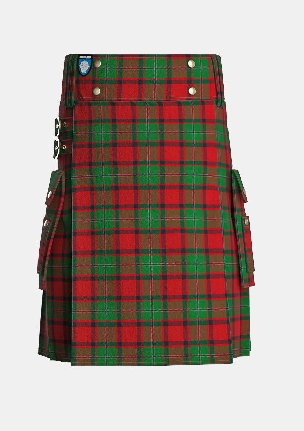 Utility_Mcphail_tartan_1031_kilt_front_image_with_pleated_design_and_adjustable_buckles_for_men