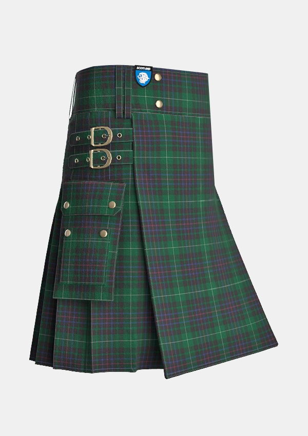 Utility_Meiklejohn_Tartan_3175_kilt_side_image_with_pleated_design_and_adjustable_buckles_for_men