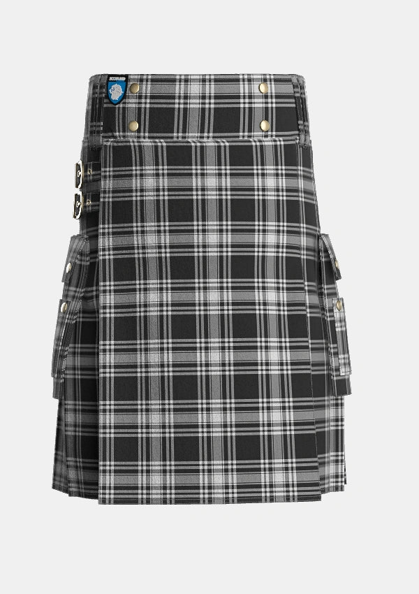 Utility_Menzies_1938_Tartan_1244_kilt_front_image_with_pleated_design_and_adjustable_buckles_for_men