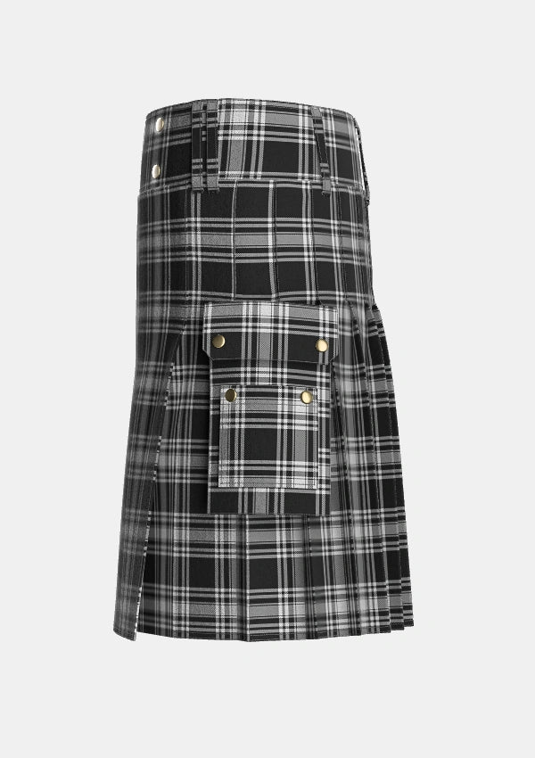 Utility_Menzies_1938_Tartan_1244_kilt_left_image_with_pleated_design_and_adjustable_buckles_for_men