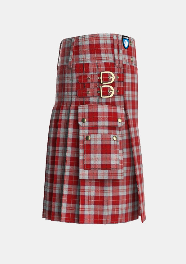 Utility_Menzies_3_Tartan_1859_kilt_right_image_with_pleated_design_and_adjustable_buckles_for_men
