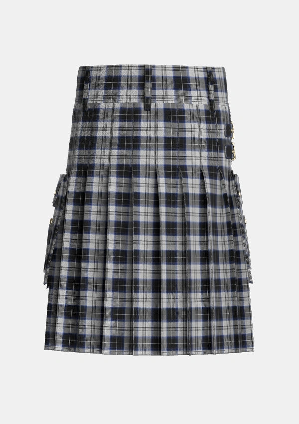 Utility_Menzies_Black_Dress_Tartan_1812_kilt_back_image_with_pleated_design_and_adjustable_buckles_for_men