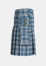 Utility_Menzies_Dress_Blue_White_Tartan_1756_kilt_right_image_with_pleated_design_and_adjustable_buckles_for_men