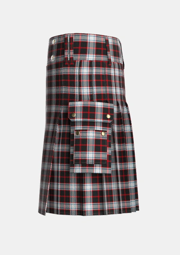 Utility_Merrilees_Tartan_1602_kilt_left_image_with_pleated_design_and_adjustable_buckles_for_men