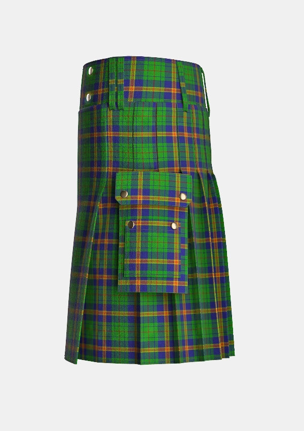 Utility_Mexico_Tartan_kilt_left_image_with_pleated_design_and_adjustable_buckles_for_men