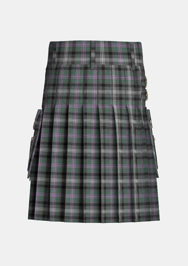 Utility_Midnight_Thistle_Tartan_7499_kilt_back_image_with_pleated_design_and_adjustable_buckles_for_men