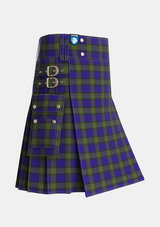 Utility_Minnick_Tartan_3476_kilt_side_image_with_pleated_design_and_adjustable_buckles_for_men