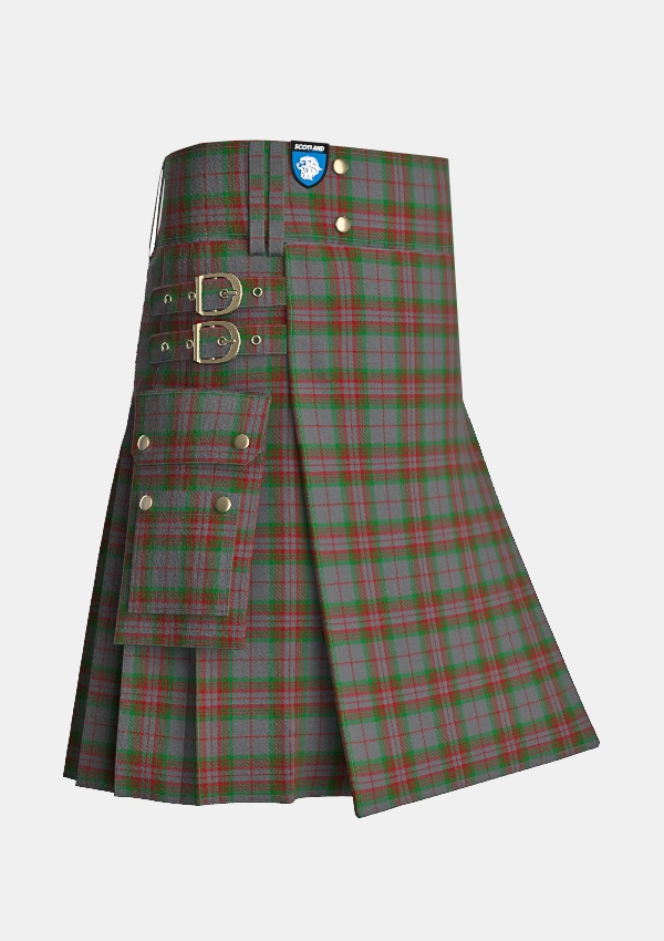 Utility_Modern_Robertson_tartan_2148_kilt_side_image_with_pleated_design_and_adjustable_buckles_for_men