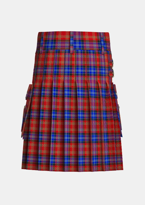 Utility_Moir_Tartan_10326_kilt_back_image_with_pleated_design_and_adjustable_buckles_for_men