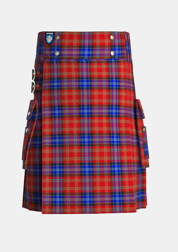 Utility_Moir_Tartan_10326_kilt_front_image_with_pleated_design_and_adjustable_buckles_for_men